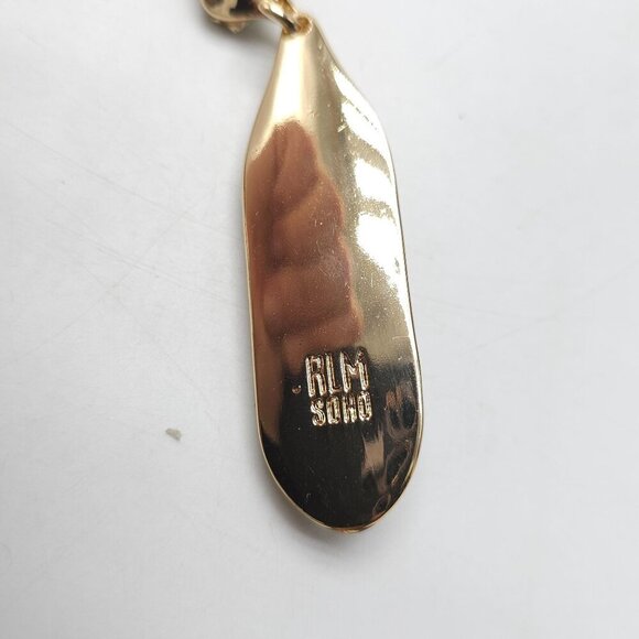 Robert Lee Morris RLM Gold Plated Necklace Faceted Glass Pendant Chain Link - Picture 4 of 9